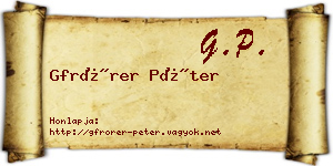 Gfrörer Péter névjegykártya